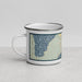 Left View Custom Manistique Michigan Map Enamel Mug in Woodblock