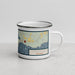 Right View Custom Manistique Michigan Map Enamel Mug in Woodblock