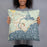 Person holding 18x18 Custom Manistique Michigan Map Throw Pillow in Woodblock