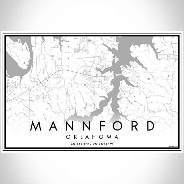 Mannford Oklahoma Map Print Landscape Orientation in Classic Style With Shaded Background