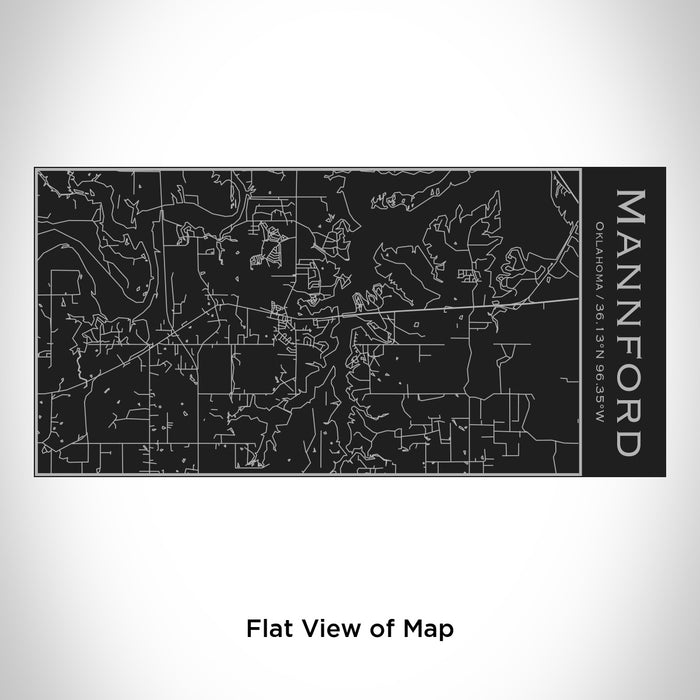 Rendered View of Mannford Oklahoma Map Engraving on 17oz Stainless Steel Insulated Cola Bottle in Black