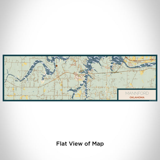 Flat View of Map Custom Mannford Oklahoma Map Enamel Mug in Woodblock