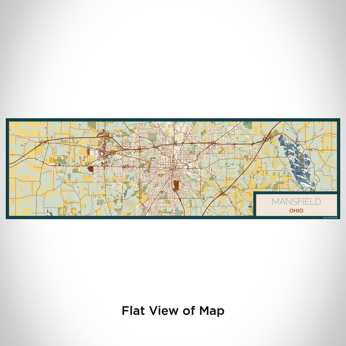 Flat View of Map Custom Mansfield Ohio Map Enamel Mug in Woodblock