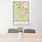 24x36 Mansfield Texas Map Print Portrait Orientation in Woodblock Style Behind 2 Chairs Table and Potted Plant