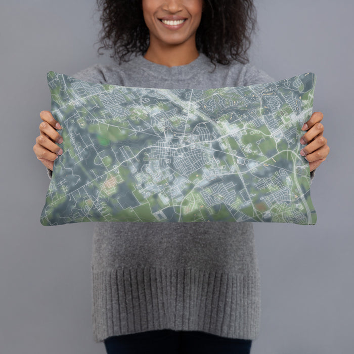 Person holding 20x12 Custom Mansfield Texas Map Throw Pillow in Afternoon