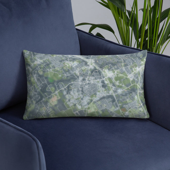 Custom Mansfield Texas Map Throw Pillow in Afternoon on Blue Colored Chair