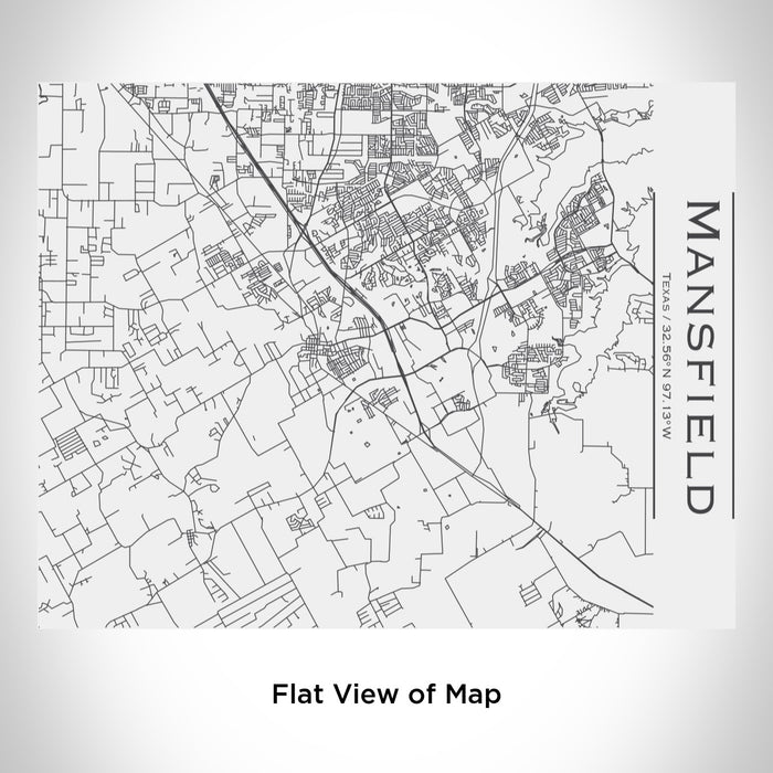 Rendered View of Mansfield Texas Map Engraving on 20oz Stainless Steel Insulated Bottle with Bamboo Top in White