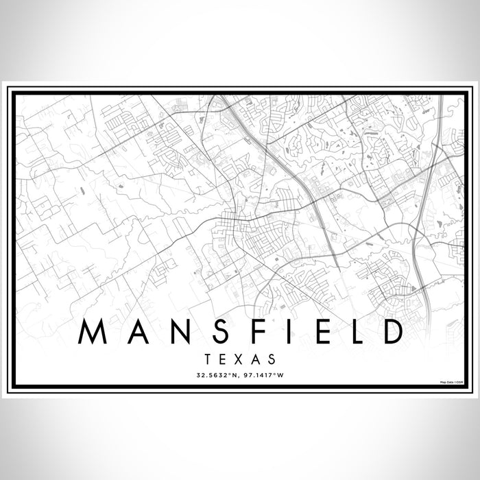 Mansfield Texas Map Print Landscape Orientation in Classic Style With Shaded Background