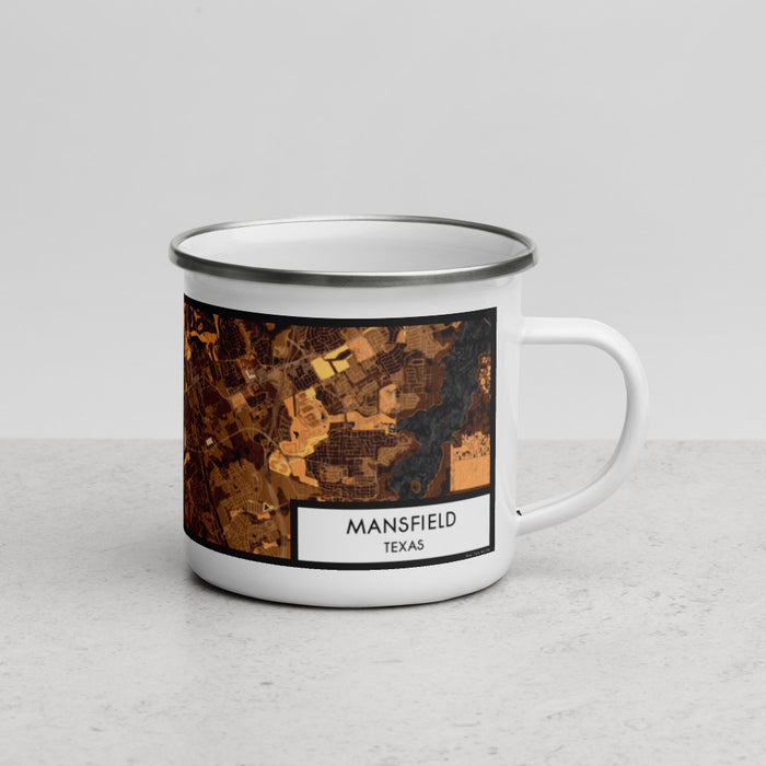 Right View Custom Mansfield Texas Map Enamel Mug in Ember