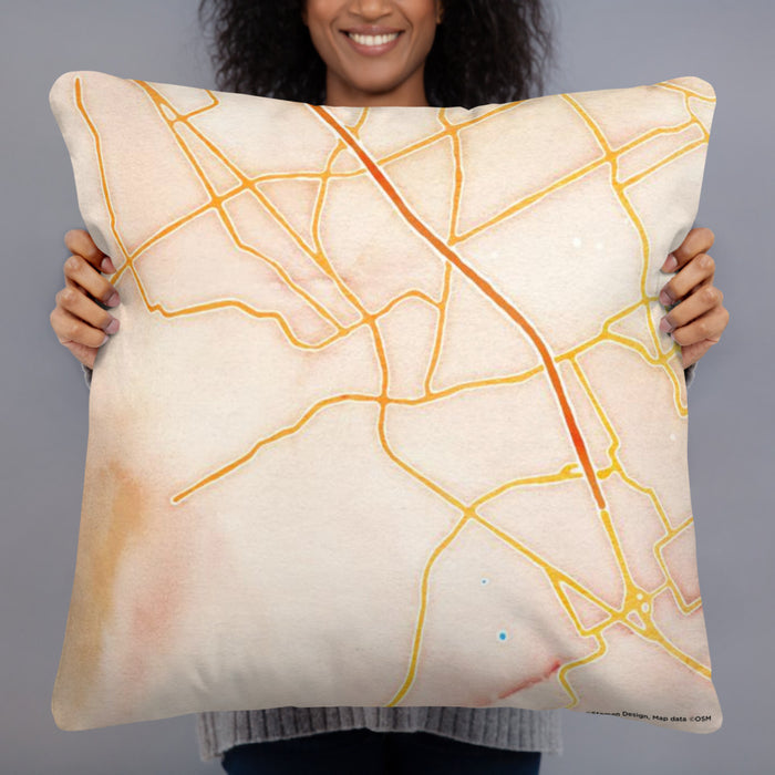 Person holding 22x22 Custom Mansfield Texas Map Throw Pillow in Watercolor