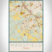 Mansfield Texas Map Print Portrait Orientation in Woodblock Style With Shaded Background