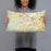 Person holding 20x12 Custom Mansfield Texas Map Throw Pillow in Woodblock