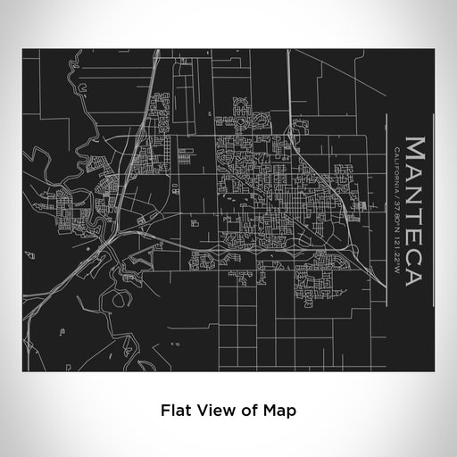 Rendered View of Manteca California Map Engraving on 20oz Stainless Steel Insulated Bottle with Bamboo Top in Black