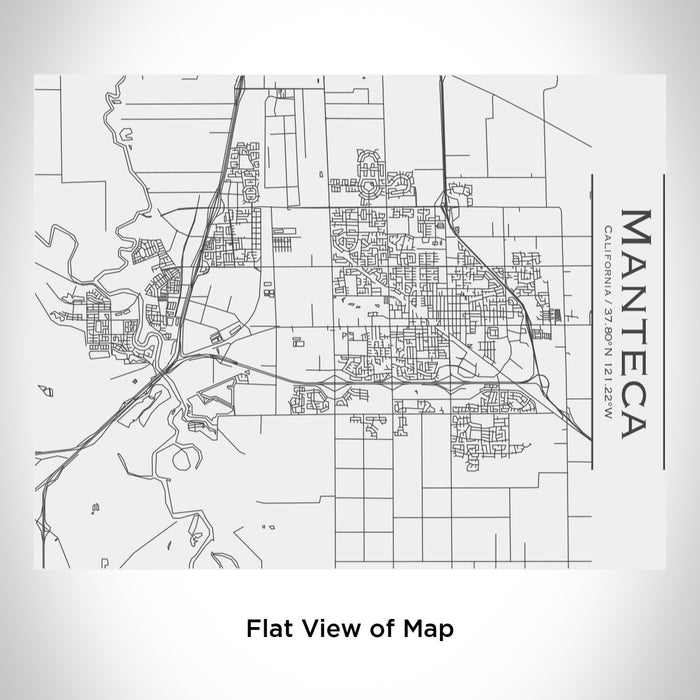Rendered View of Manteca California Map Engraving on 20oz Stainless Steel Insulated Bottle with Bamboo Top in White