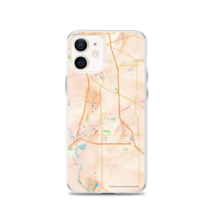 Custom Manteca California Map iPhone 12 Phone Case in Watercolor