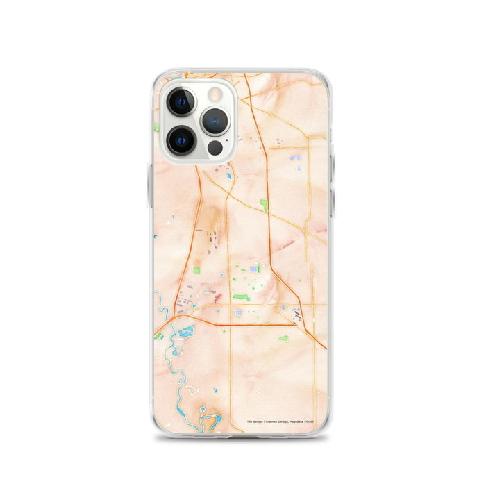 Custom Manteca California Map iPhone 12 Pro Phone Case in Watercolor