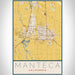 Manteca California Map Print Portrait Orientation in Woodblock Style With Shaded Background