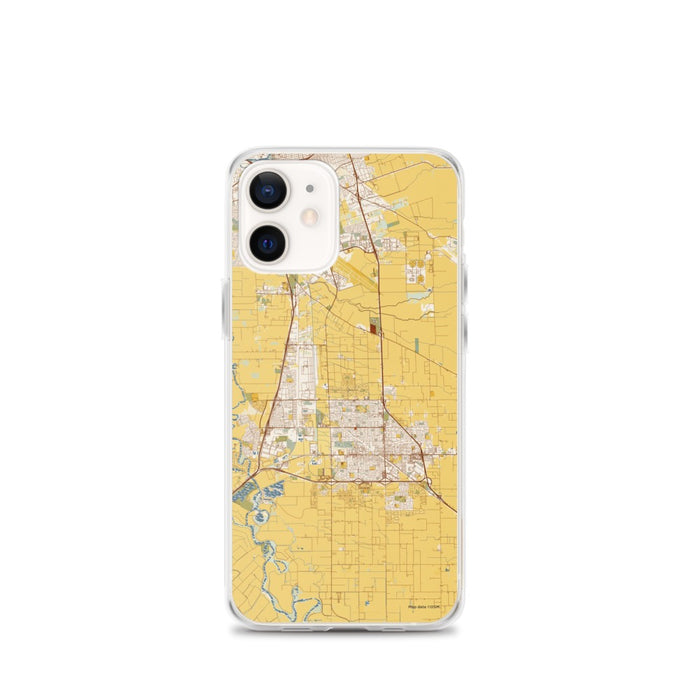 Custom Manteca California Map iPhone 12 mini Phone Case in Woodblock