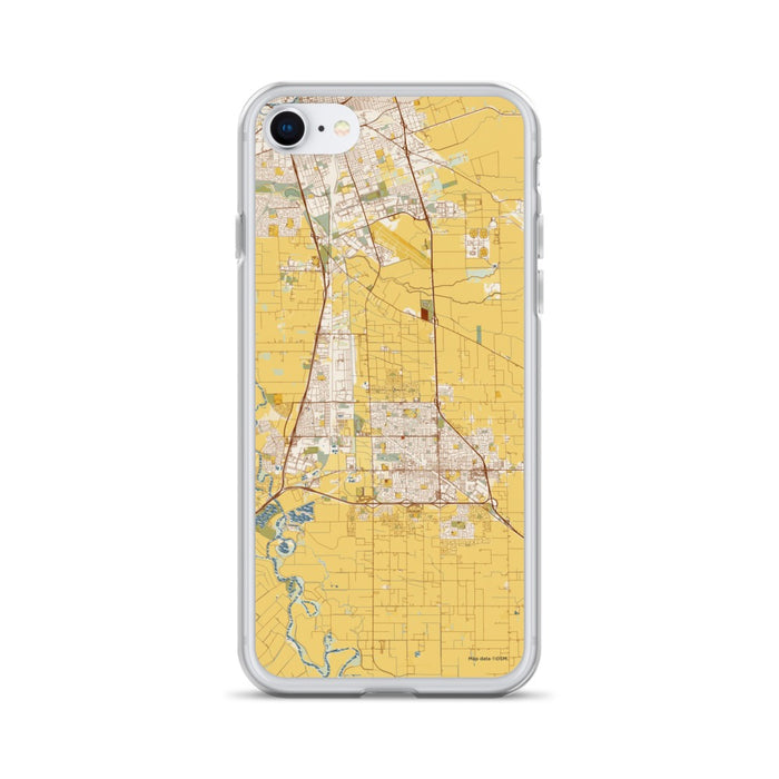 Custom Manteca California Map iPhone SE Phone Case in Woodblock