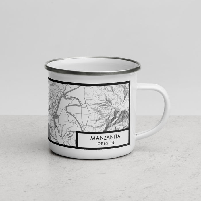 Right View Custom Manzanita Oregon Map Enamel Mug in Classic