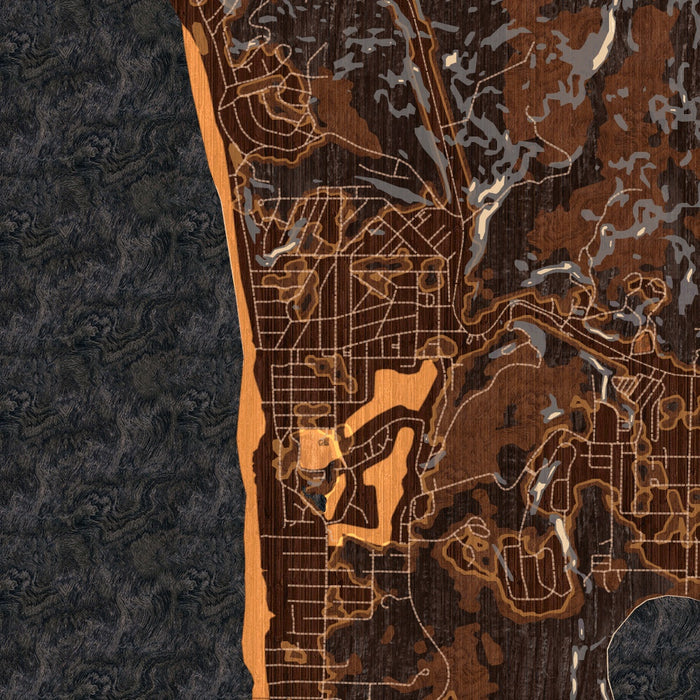 Manzanita Oregon Map Print in Ember Style Zoomed In Close Up Showing Details