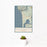 12x18 Manzanita Oregon Map Print Portrait Orientation in Woodblock Style With Small Cactus Plant in White Planter