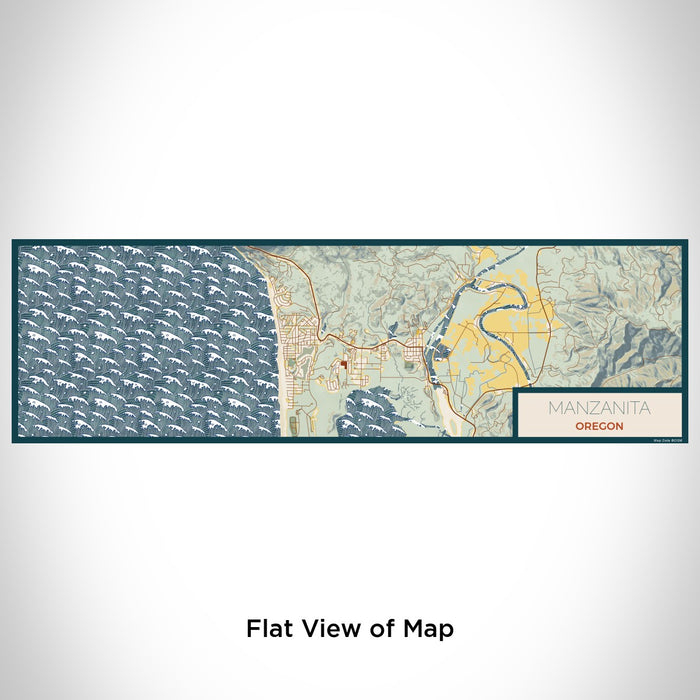 Flat View of Map Custom Manzanita Oregon Map Enamel Mug in Woodblock