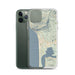 Custom Manzanita Oregon Map Phone Case in Woodblock on Table with Laptop and Plant