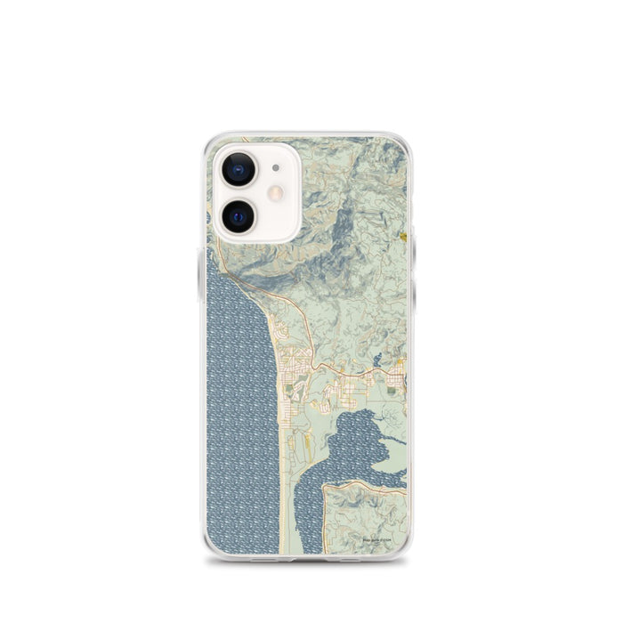 Custom Manzanita Oregon Map iPhone 12 mini Phone Case in Woodblock