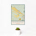 12x18 Marana Arizona Map Print Portrait Orientation in Woodblock Style With Small Cactus Plant in White Planter