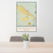 24x36 Marana Arizona Map Print Portrait Orientation in Woodblock Style Behind 2 Chairs Table and Potted Plant