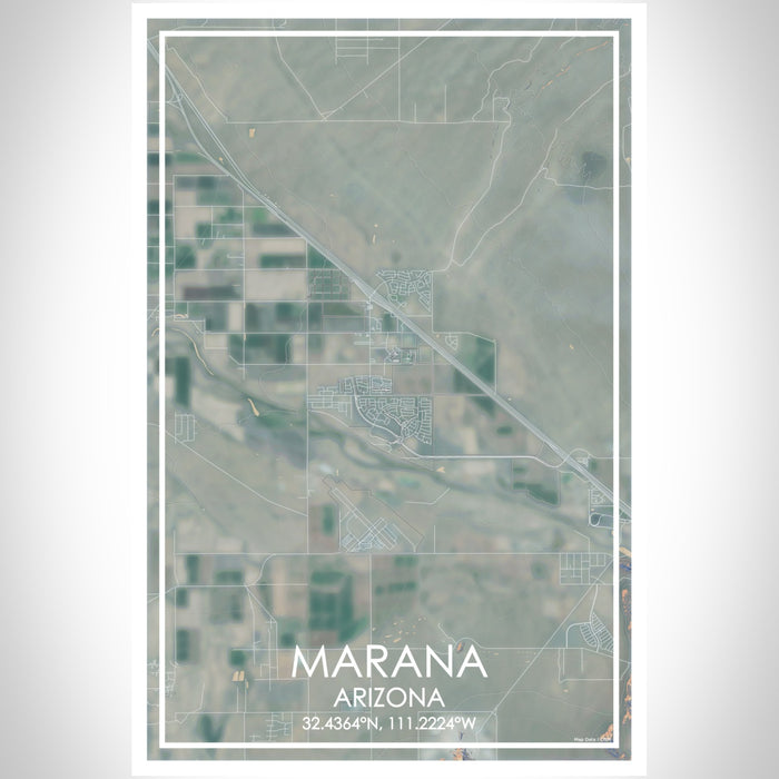 Marana Arizona Map Print Portrait Orientation in Afternoon Style With Shaded Background