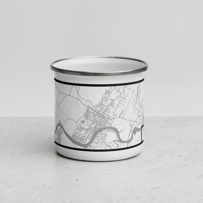 Front View Custom Marble Falls Texas Map Enamel Mug in Classic