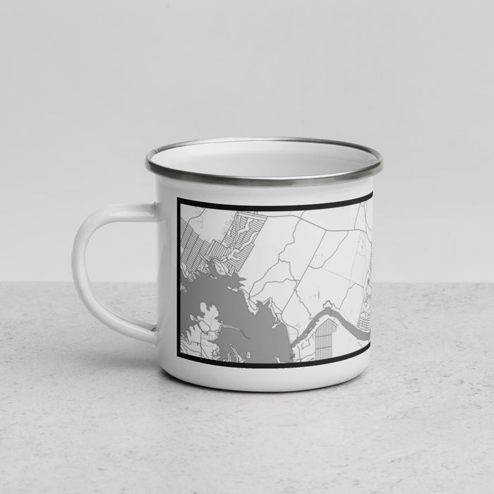 Left View Custom Marble Falls Texas Map Enamel Mug in Classic