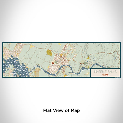 Flat View of Map Custom Marble Falls Texas Map Enamel Mug in Woodblock