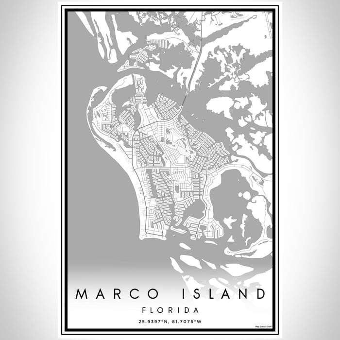 Marco Island Florida Map Print Portrait Orientation in Classic Style With Shaded Background