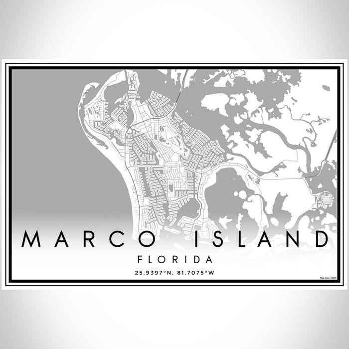 Marco Island Florida Map Print Landscape Orientation in Classic Style With Shaded Background