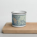 Front View Custom Marco Island Florida Map Enamel Mug in Woodblock on Cutting Board
