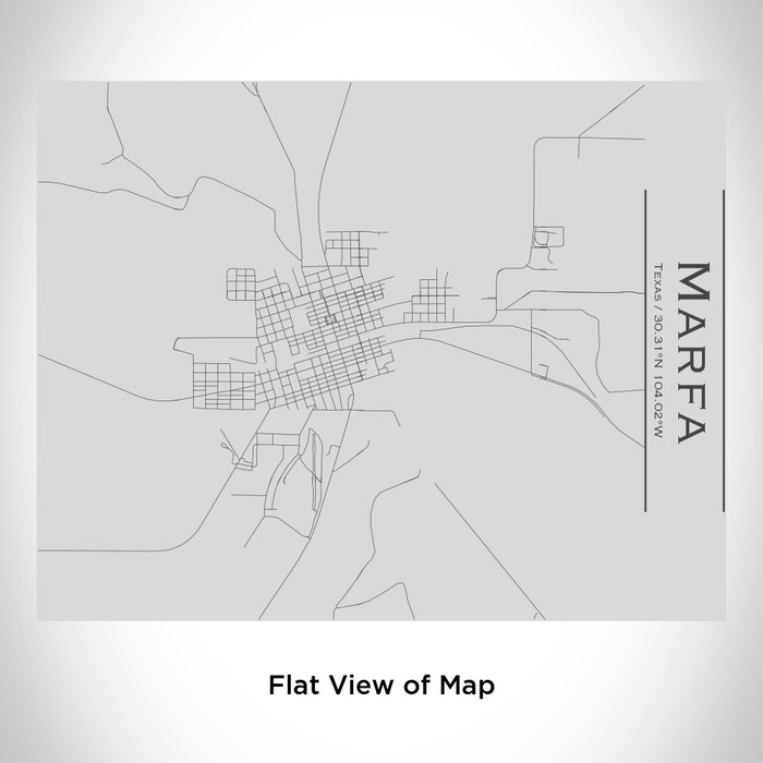 Rendered View of Marfa Texas Map Engraving on 20oz Stainless Steel Insulated Bottle with Bamboo Top