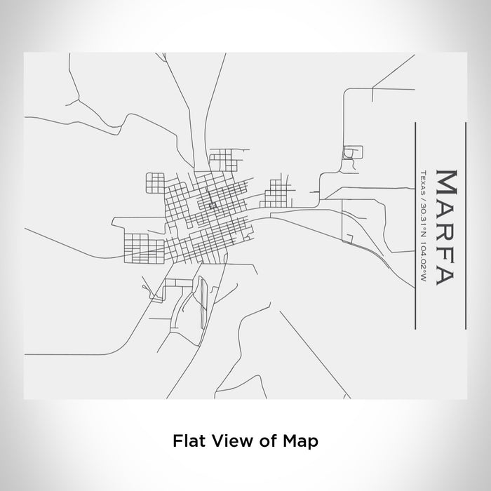 Rendered View of Marfa Texas Map Engraving on 20oz Stainless Steel Insulated Bottle with Bamboo Top in White