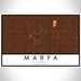 Marfa Texas Map Print Landscape Orientation in Ember Style With Shaded Background
