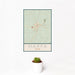 12x18 Marfa Texas Map Print Portrait Orientation in Woodblock Style With Small Cactus Plant in White Planter