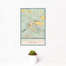 12x18 Margaretville New York Map Print Portrait Orientation in Woodblock Style With Small Cactus Plant in White Planter