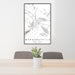 24x36 Margaretville New York Map Print Portrait Orientation in Classic Style Behind 2 Chairs Table and Potted Plant