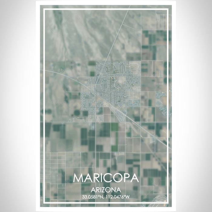 Maricopa Arizona Map Print Portrait Orientation in Afternoon Style With Shaded Background