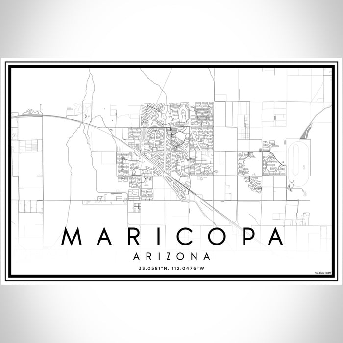 Maricopa Arizona Map Print Landscape Orientation in Classic Style With Shaded Background
