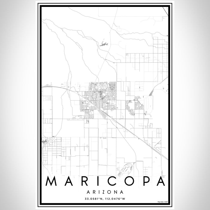 Maricopa Arizona Map Print Portrait Orientation in Classic Style With Shaded Background