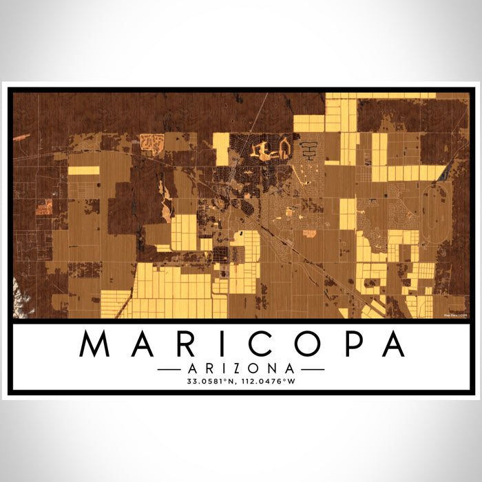 Maricopa Arizona Map Print Landscape Orientation in Ember Style With Shaded Background