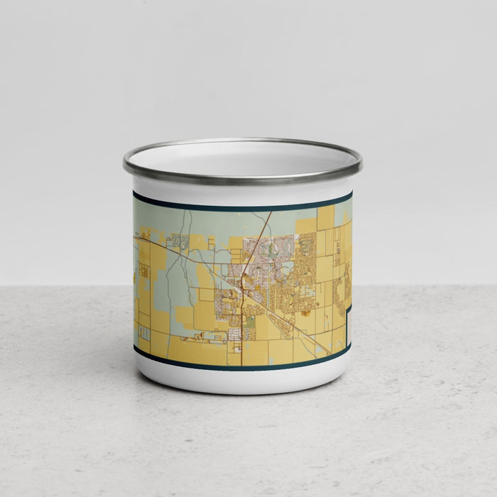 Front View Custom Maricopa Arizona Map Enamel Mug in Woodblock