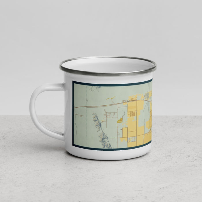 Left View Custom Maricopa Arizona Map Enamel Mug in Woodblock
